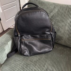 Black Leather Men's laptop Backpack